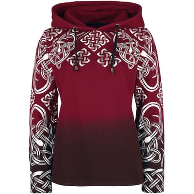 Black Premium by EMP Trui met capuchon - Red hoodie with Celtic print - S tot XXL - voor Vrouwen - zwart-rood