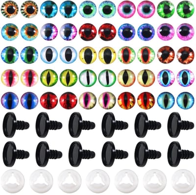 Dailygoods- Veiligheidsogen 18 mm - 50 stuks - Glas - Ooghouders - Sluitringen - Transparante opbergdoos - Poppenogen