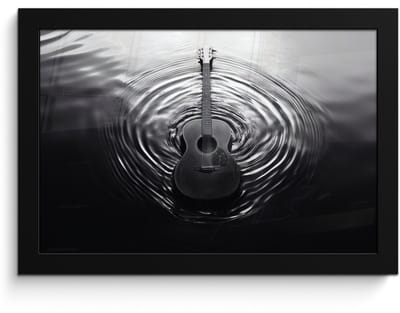 Poster in lijst - Fotolijst 30x20 cm - Posters - Gitaar - Hout - Water - Posterlijst zwart - Decoratie - Wanddecoratie woonkamer - Muurdecoratie slaapkamer