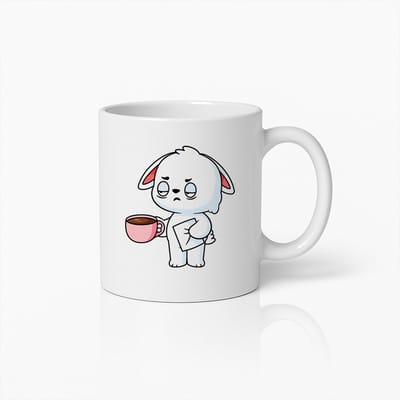 Slaperig Konijntje Koffiebeker – Grappig Vermoeid Konijn Ontwerp voor Ochtenden & Cafeïneliefhebbers – 330ml Keramische Mok