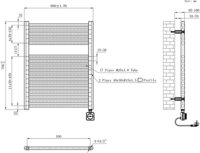 AquaVik Elektrische Radiator Värme Smart WiFi 76,6x60cm Snö Wit