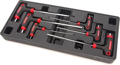 HBM 7-delige T-greep inbusset inlay voor gereedschapswagen, gevuld, 385 x 195 x 40 mm