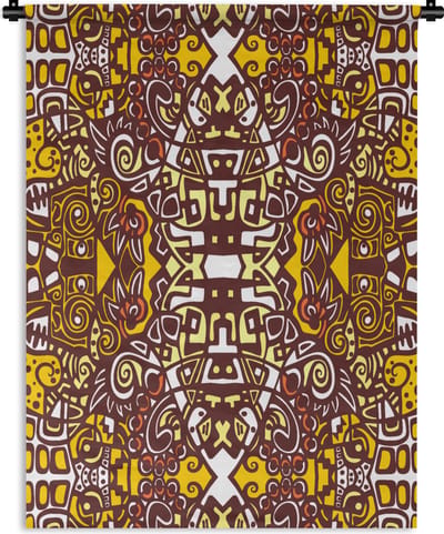 Wandkleed - Wanddoek - Patroon - Azteken - Mexico - 90x120 cm - Wandtapijt