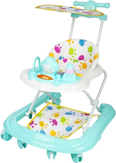PIPIPOXER-Opvouwbare babywalker met muziek- en speeltafel, in hoogte verstelbaar | Vanaf 6 maanden, groen