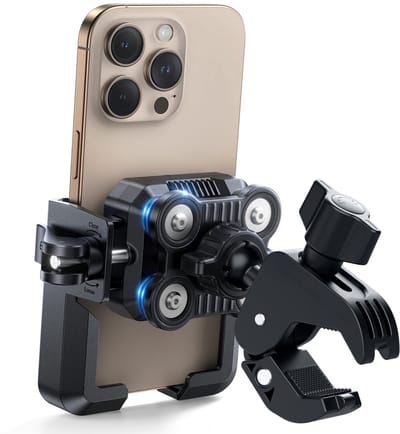 TTLUOKER®Telefoonhouder Fiets - Universele Smartphone Houder met 360 Graden Rotatie - Anti-Trillingsbevestiging voor iPhone & Android - Ook voor Scooter en Motor (Zwart)