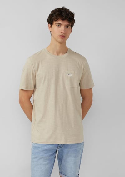 s.Oliver - male - T-shirt in vlamgarenstructuur met borstzak