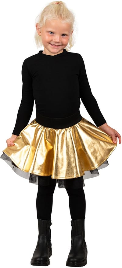 Cirkelrok Metallic Goud - Meisjes - Tule Rok - Disco Rok - Maat 116