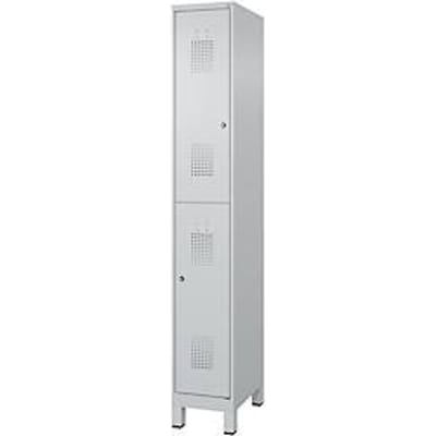 Brandweerkast C+P Flexo Wit, 1 compartiment met 2 legborden, poten, B 300 x D 500 x H 1950 mm, RAL 7035 lichtgrijs