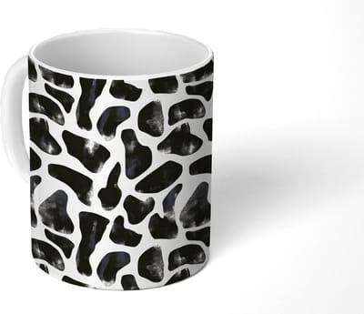Mok - Koffiemok - Dierenpatroon - Vlekken - Zwart - Wit - Mokken - 350 ML - Beker - Koffiemokken - Theemok