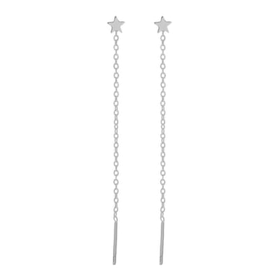 Essentialistics - Stud doortrek oorbellen sterretje - Nikkelvrij - Zilverkleur - Stainless steel (verkleurt niet)