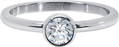 Quiges Stapelring Dames - Vulring - RVS Zilverkleurig met Zirkonia Transparant - Maat 21 - Hoogte 2mm