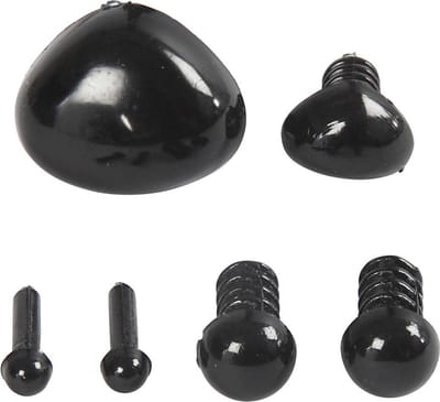 Creotime Ogen en neuzen d: 3+6 mm afm 8x6+14x11 mm zwart 20sets