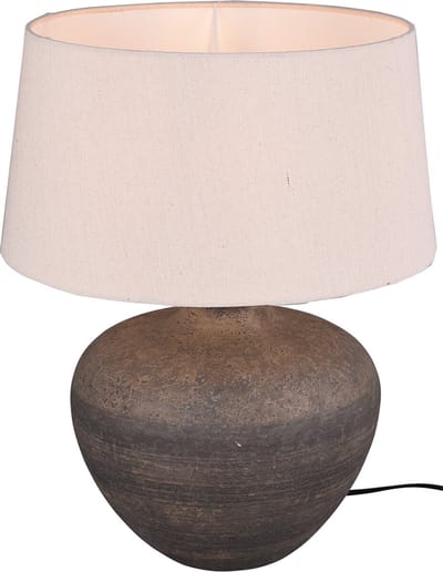 LED Tafellamp - Tafelverlichting - Torna Leau - E27 Fitting - Rond - Mat Bruin - Keramiek