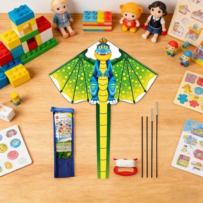 Vlieger voor kinderen - Dynamisch speelgoed - Outdoor activiteiten - Comfortabele handgreep - 120x210 cm - Dinosaurus