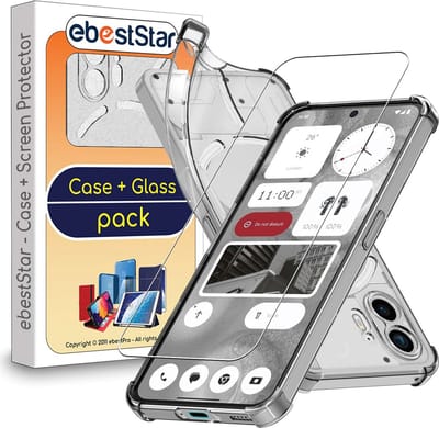 ebestStar - Hoes geschikt voor Nothing Phone (2), Silicone Slim Cover Case, Versterkte Hoeken en Randen hoesje, Transparant + Gehard Glas