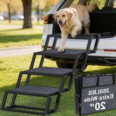 Hondentrap - Hondenladder huisdier - Veilige voertuigtoegang - Extra breed platform - 508 cm breed - Zwart