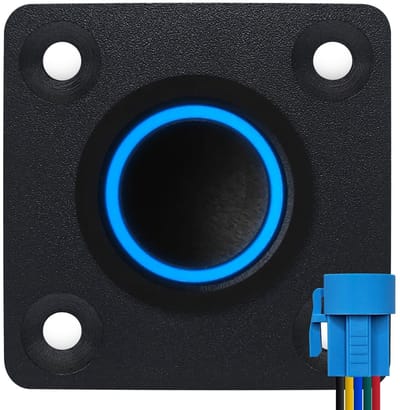 ProRide Metalen drukschakelaar Inbouwpaneel 12V ON-OFF - 22mm - met Aansluitkabel - 12V/24V - LED indicatie Blauw