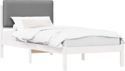 Bedframe Eenpersoons - Houten Bed - Ontspannen Slapen - Massief Grenenhout - 100 x 200 cm - Lichtgrijs