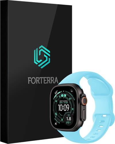Smartwatchbandje Geschikt voor Apple Watch Ultra 1, 2, 3 (49 mm) - Verstelbaar Siliconen Bandje - Lichtblauw