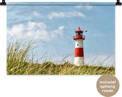 Wandkleed - Wanddoek - Zee - Vuurtoren - Duitsland - 60x40 cm - Wandtapijt
