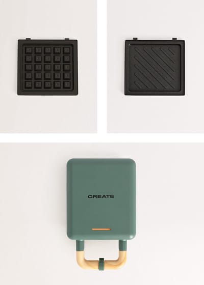 CREATE - Tosti-ijzer, grill en wafelijzer met verwisselbare platen - Sage - Individueel - STONE STUDIO