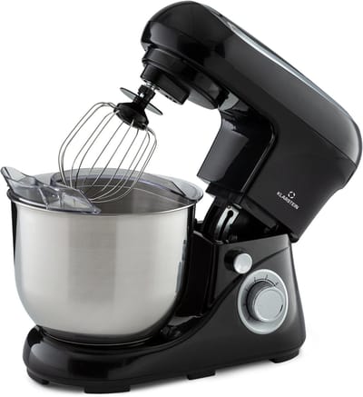 Klarstein Keukenmachine Bella Pico 2G Mixer - 1300 W - 6 Vermogensstanden En Pulsefunctie - Planetair Mengsysteem - RVS Kom Met 5 L Inhoud - 3-Delig Accessoires: Meng- En Kneedhaken Van Gegoten Aluminium, Roestvrijstalen Garde - Compact - Zilver