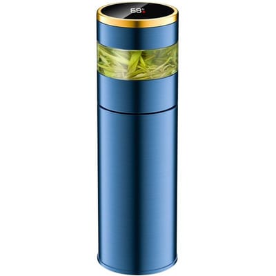 Cups Intelligent 304 RVS Vacuüm Cup Temperatuur LED Display Theekopje Met Glazen Scheidingswand Thee En Water Vacuümfles 450ml blauw