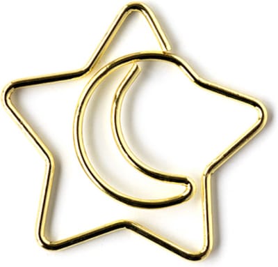 10 Clips Ster en Maan - dubbel - trouwkaart geboortekaart - sluitclip - cadeauverpakking - boekenlegger