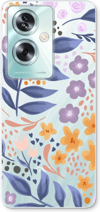 Case Company® - Hoesje geschikt voor Oppo A79 hoesje - Flowers with blue leaves - Soft Cover Telefoonhoesje - Bescherming aan alle Kanten en Schermrand