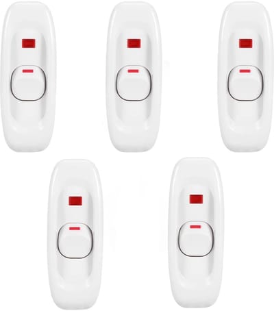 Dailygoody - Lichtschakelaar - 5 Stuks - Duurzaam en Betrouwbaar - Wit - Tussenschakelaar - Geschikt voor Tafellampen - Inline AAN/UIT