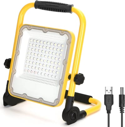 Bouwlamp - werklicht oplaadbaar - USB | LED 50W=150W schijnwerper | daglichtwit 6500K - 3 standen + flits blauwrood | waterdicht IP65
