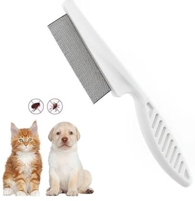 Daity Vlooienkam voor honden en katten - Fijne metalen vlooienkam met afgeronde kop voor zacht kammen en verwijderen van vlooien - eitjes en luizen - Professionele verzorgingstools voor huisdieren