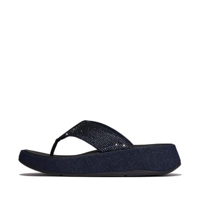FitFlop F-Mode Toe Post - Denim And Hotfix Dames Sandalen - Donker Denim