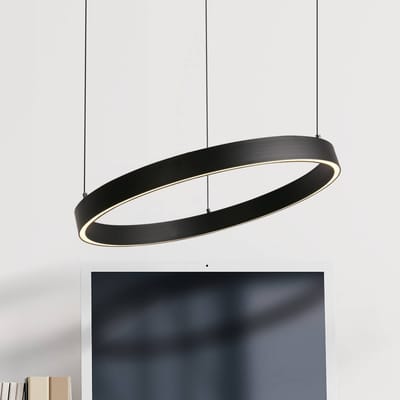 Searchlight LED hanglamp Layla, zwart, Ø 44 cm CCT, in hoogte verstelbaar