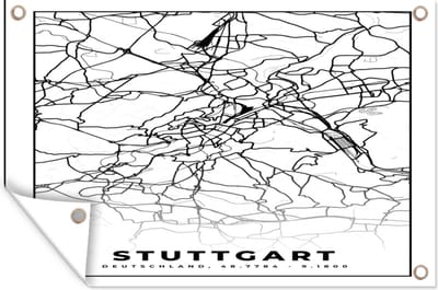 Muurdecoratie Stuttgart - Stadskaart - Plattegrond - Kaart - 180x120 cm - Tuinposter - Tuindoek