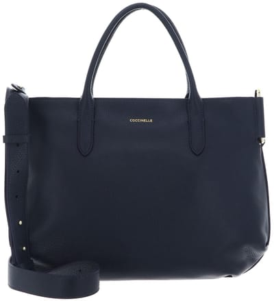 COCCINELLE Leren handtas schoudertas Rebekka Handbag Grained Leather Midnight Blue donkerblauw