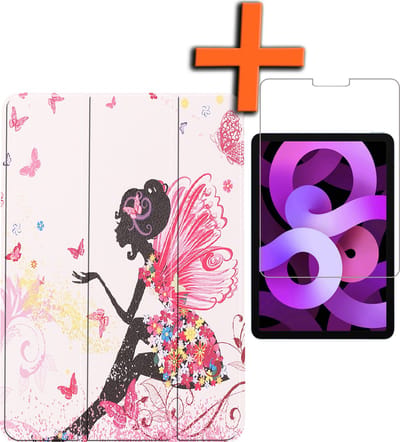 Hoesje - Geschikt voor Apple iPad Air 5 (2022) - 10.9 inch - 5e Generatie - M1 - Met Screenprotector - Trifold Bookcase - Hard Cover - Hardcover Book Case - Tablet Hoes - Elfje