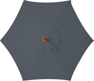 TWSOUL Vervangende parasol, stoffen hoes, 3m, 6 ribben, parasol, vervangende luifel, anti-ultraviolet, patio, paraplu doek cover (grijs, 3m / 6 ribben)