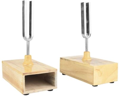 Tuning Fork 440HZ Set van 2 met Houten Resonator Box voor Wetenschappelijk Onderwijs en Geluidsbeleving