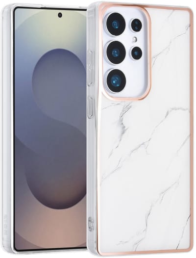 TPU Back Cover hoesje - Marble Wit Print - Geschikt voor: Samsung Galaxy S25 Ultra