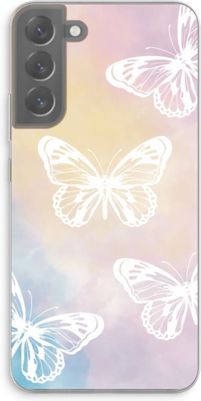 Case Company® - Hoesje geschikt voor Samsung Galaxy S22 Plus hoesje - White butterfly - Soft Cover Telefoonhoesje - Bescherming aan alle Kanten en Schermrand