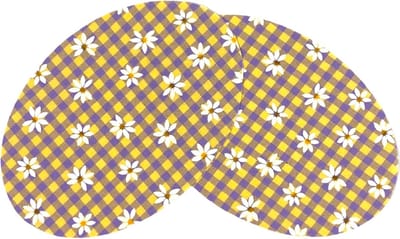 Knie Elleboog Strijk Stukken Patches Lila Geel Geruit Madeliefje 9.3 cm / 13.5 cm / Lila Geel