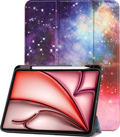 Hoes - Geschikt voor Apple iPad Air (2024/2025/2026) - 11 inch - Dun & Stevig - Trifold Bookcase - Hard Cover Case - Met Uitsparing Geschikt voor Apple Pencil - Hardcover Book - Tablet Hoesje - Galaxy
