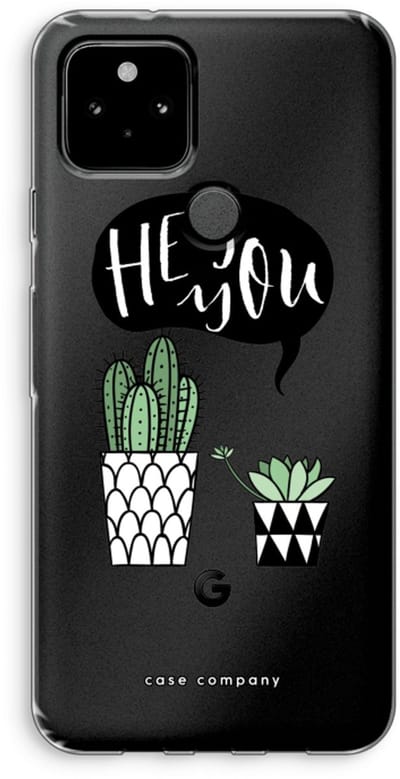 Case Company® - Hoesje geschikt voor Google Pixel 5 hoesje - Hey you cactus - Soft Cover Telefoonhoesje - Bescherming aan alle Kanten en Schermrand