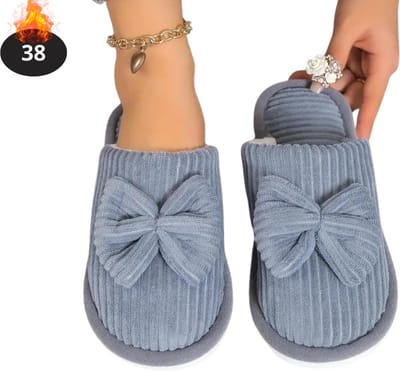 Nivard Warme Pantoffels - Sloffen - Slippers - Dames - Heren - Pluche - Maat 38 - Blauw