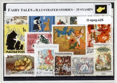 Sprookjes & Illustraties – Luxe postzegel pakket (A6 formaat) : collectie van 25 verschillende postzegels van Sprookjes & Illustraties – kan als ansichtkaart in een A6 envelop - authentiek cadeau - kado - geschenk - kaart - hans christian andersen