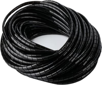 Universele Spiraal Kabelhuls voor Kabelbeheer in Zwart - Kabelgoot voor TV en Computer - Kabelgeleiding - Kabel Organizer - 4mm x 20m / 6mm x 15m - Eenvoudig Kabelmanagement