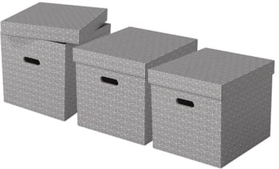 Set van 3 Grote Opbergdozen in Kubusvorm met Deksel - 100% Gerecycled Karton