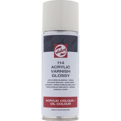 Talens Fixeermiddelen - Acrylvernis Glanzend 114 Spuitbus 400 ml - Niet-vergelend - Flexibele formule - Sneldrogend - Ideaal voor olieverf- en acrylschilderijen
