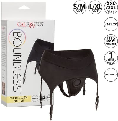 CALEX BOUNDLESS THONG WITH GARTER L/XL